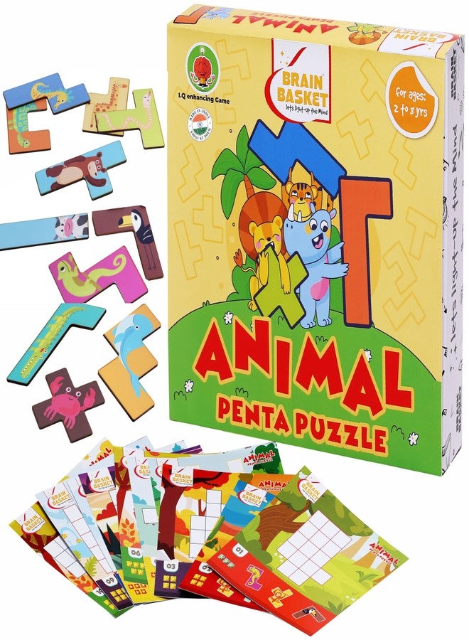 BRAIN BASKET Animal Penta Puzzle - Fun Animal Block Puzzle for Kids | Farm and Wild Animals Block Game Set, Jigsaw Educational Puzzle Game, Ages 2 to 8 Years| Puzzle & Scrabble Game for Kids - Image 3